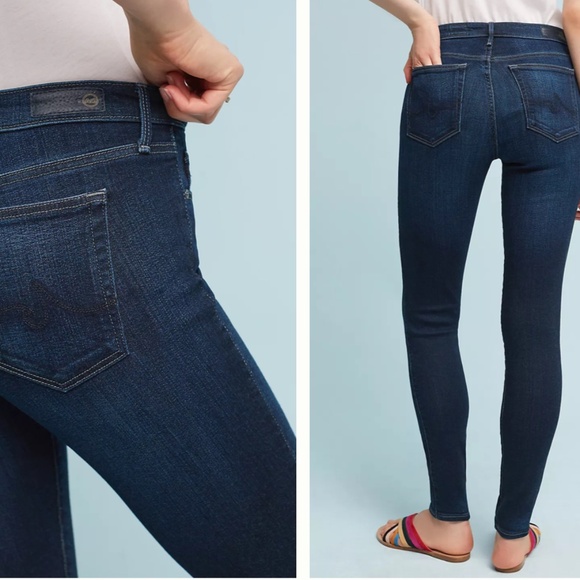AG Adriano Goldschmidt The Abbey Mid Super Rise Skinny Jeans Dark Wash SZ 27 R - Picture 2 of 15